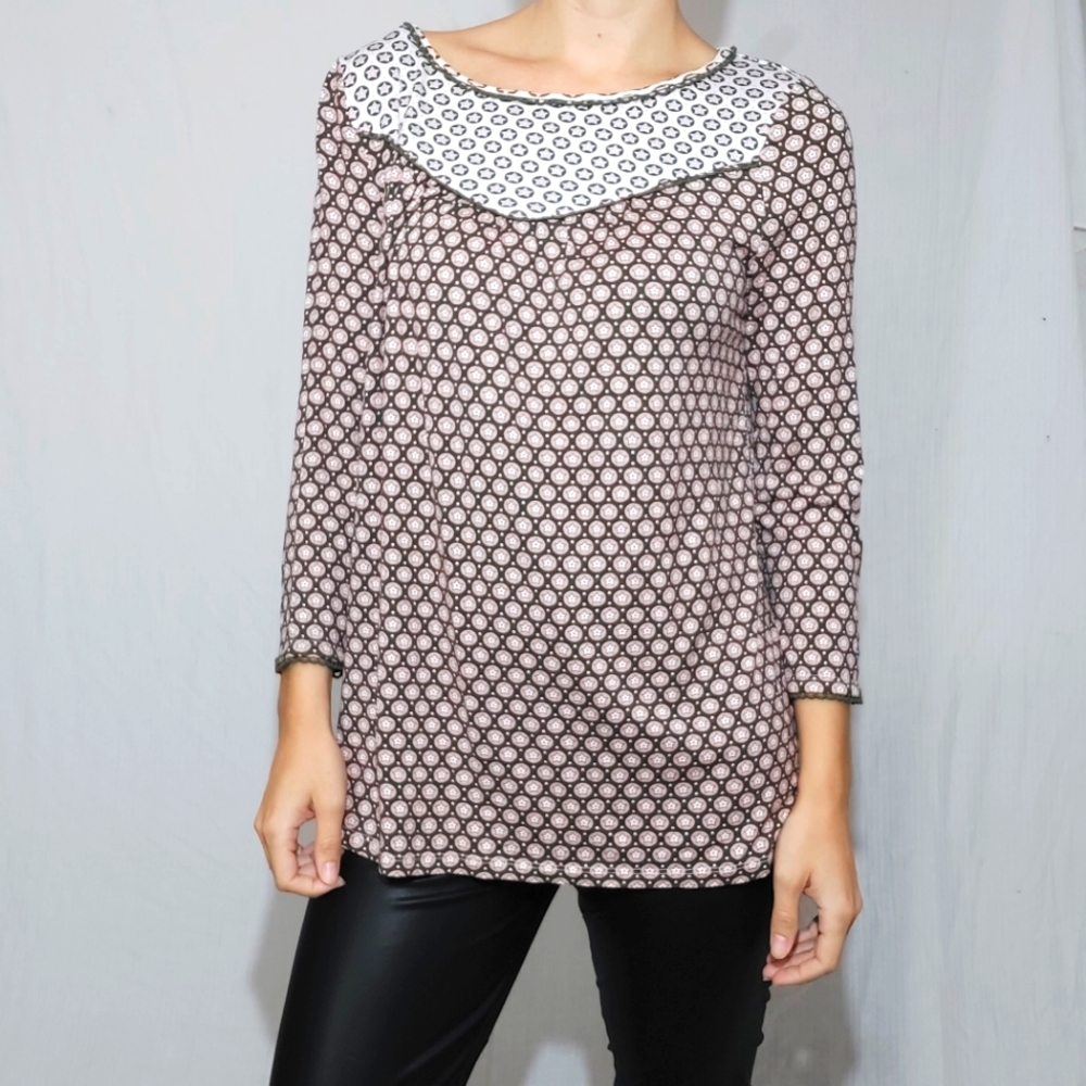 Boden Retro 70s Print Stretch Jersey 3/4 Sleeve